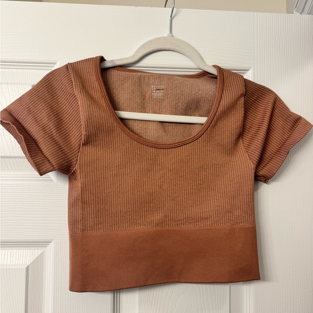 Aerie Ribbed Tan Crop Top